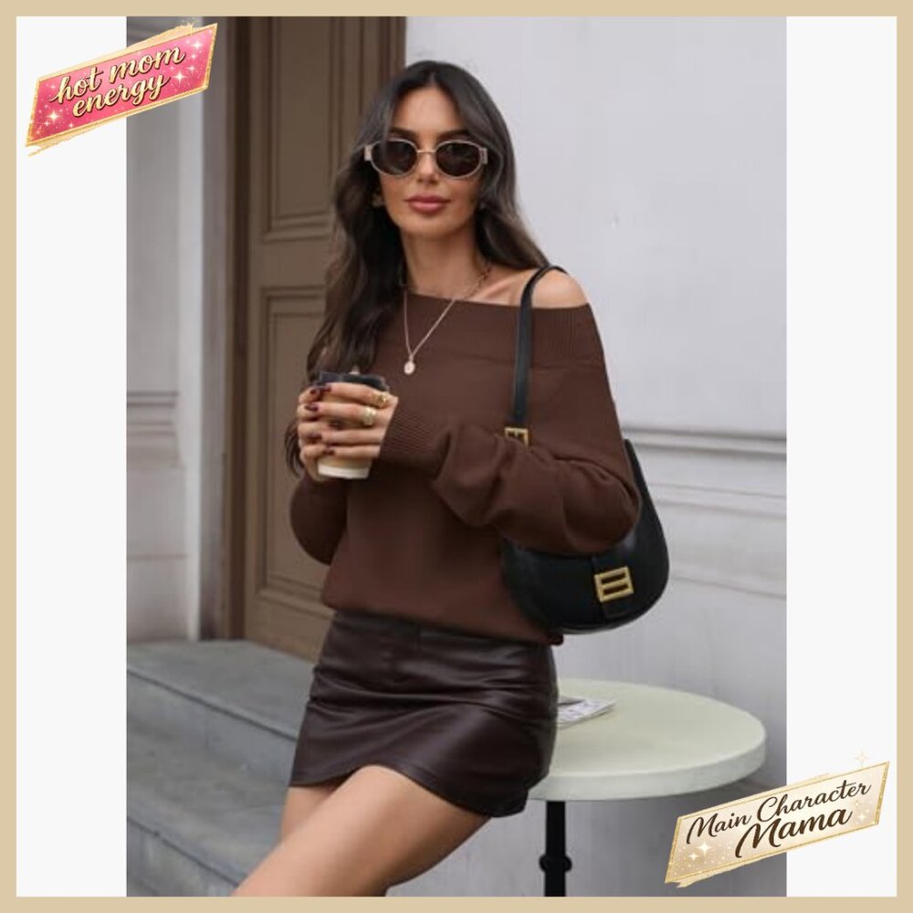 Off Shoulder Pullover Sweater Soft Cozy Long Slee… - image 6